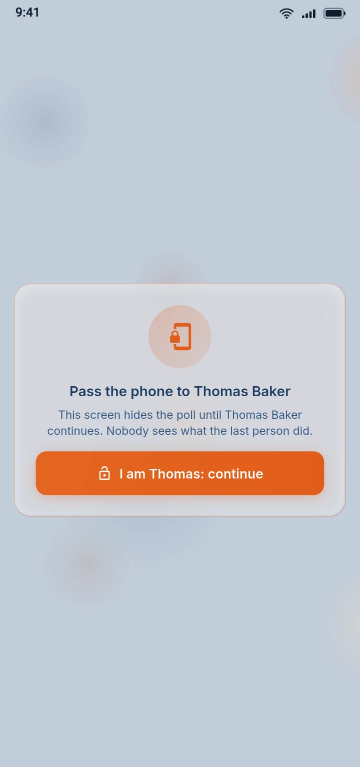The privacy curtain asking to pass the phone to the guest